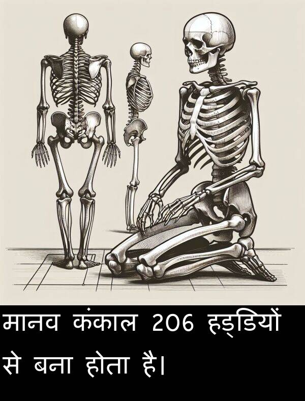 हड्डियों: मानव कंकाल 206 हड्डियों से बना होता है।