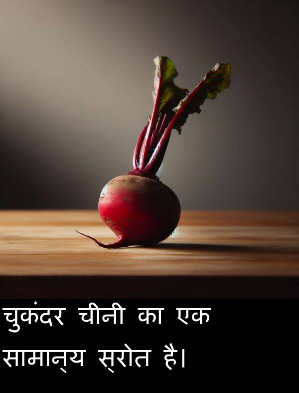 चुकंदर: चुकंदर चीनी का एक सामान्य स्रोत है।