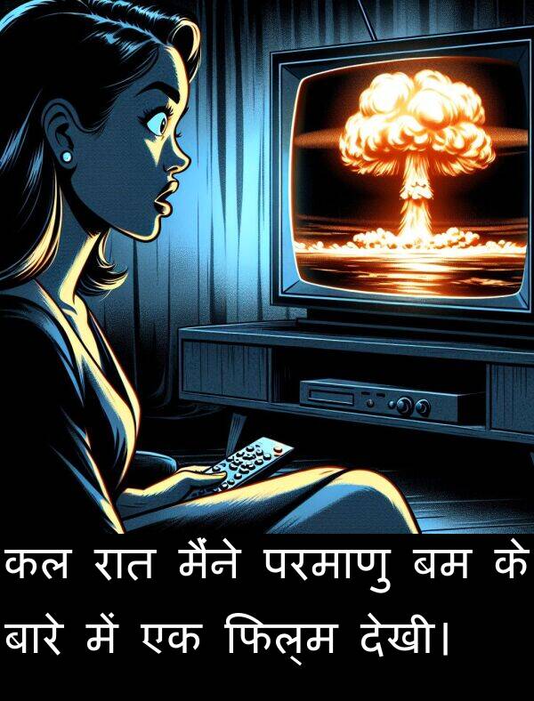 परमाणु: कल रात मैंने परमाणु बम के बारे में एक फिल्म देखी।
