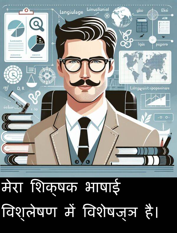 विशेषज्ञ: मेरा शिक्षक भाषाई विश्लेषण में विशेषज्ञ है।
