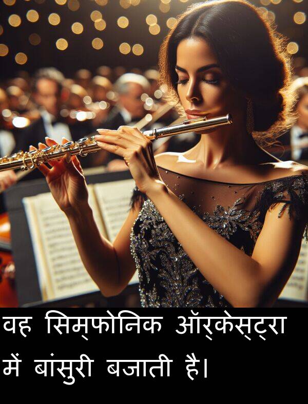 बजाती: वह सिम्फोनिक ऑर्केस्ट्रा में बांसुरी बजाती है।