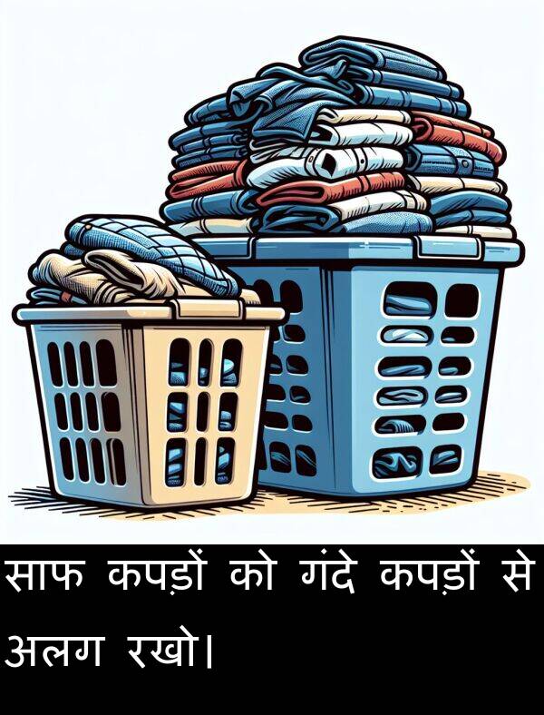 गंदे: साफ कपड़ों को गंदे कपड़ों से अलग रखो।