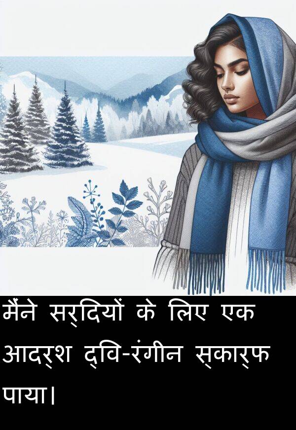 सर्दियों: मैंने सर्दियों के लिए एक आदर्श द्वि-रंगीन स्कार्फ पाया।
