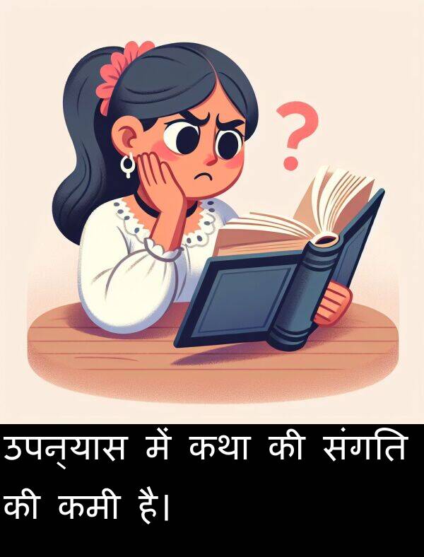 उपन्यास: उपन्यास में कथा की संगति की कमी है।
