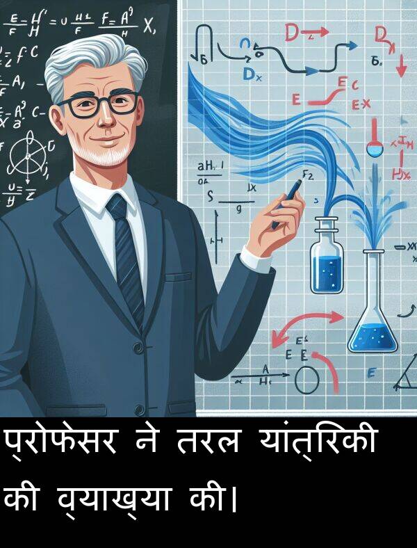 तरल: प्रोफेसर ने तरल यांत्रिकी की व्याख्या की।