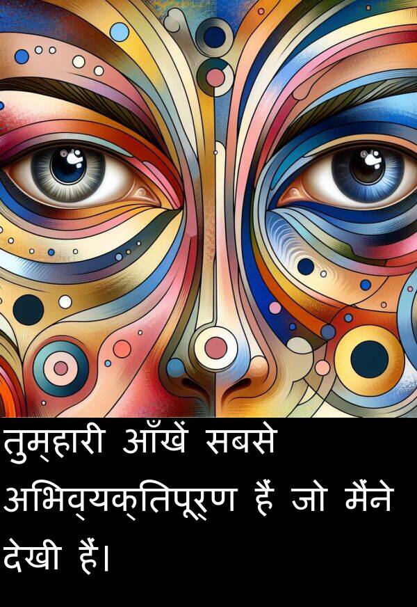 तुम्हारी: तुम्हारी आँखें सबसे अभिव्यक्तिपूर्ण हैं जो मैंने देखी हैं।