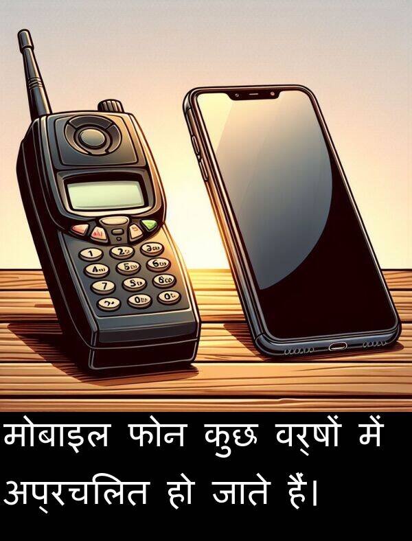 वर्षों: मोबाइल फोन कुछ वर्षों में अप्रचलित हो जाते हैं।