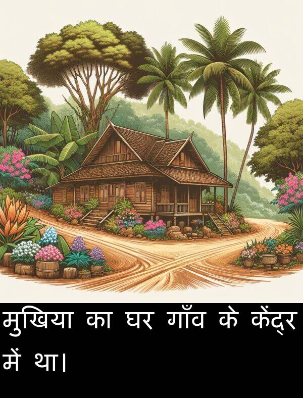 गाँव: मुखिया का घर गाँव के केंद्र में था।