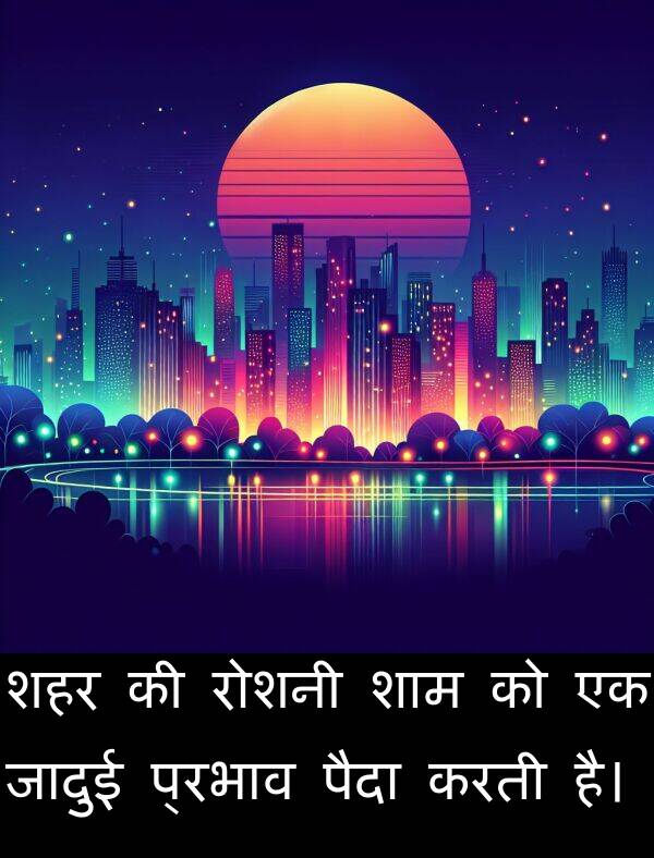 रोशनी: शहर की रोशनी शाम को एक जादुई प्रभाव पैदा करती है।