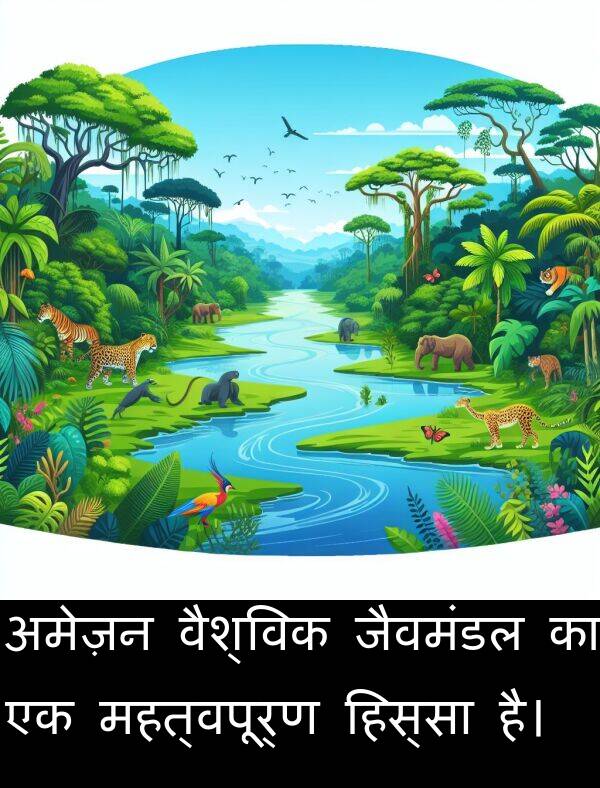 हिस्सा: अमेज़न वैश्विक जैवमंडल का एक महत्वपूर्ण हिस्सा है।