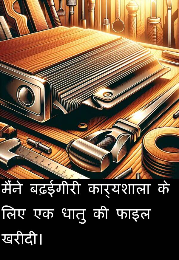 खरीदी।: मैंने बढ़ईगीरी कार्यशाला के लिए एक धातु की फाइल खरीदी।