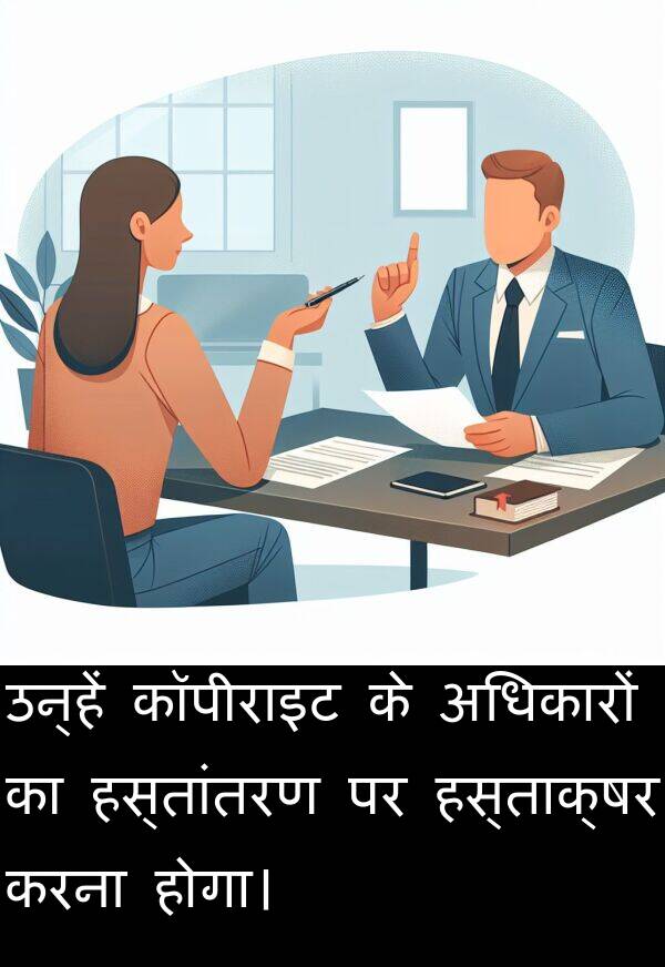 हस्ताक्षर: उन्हें कॉपीराइट के अधिकारों का हस्तांतरण पर हस्ताक्षर करना होगा।