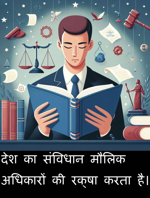 संविधान: देश का संविधान मौलिक अधिकारों की रक्षा करता है।