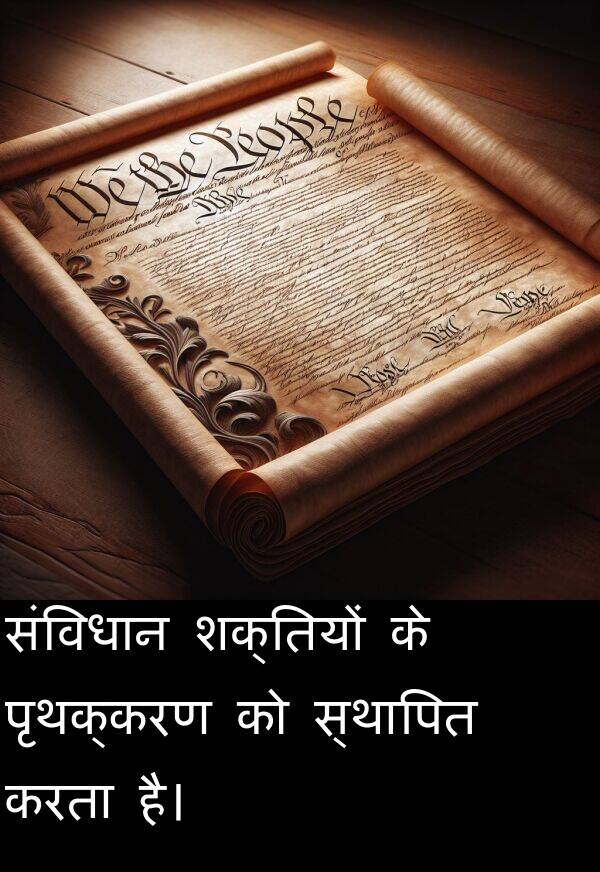 संविधान: संविधान शक्तियों के पृथक्करण को स्थापित करता है।