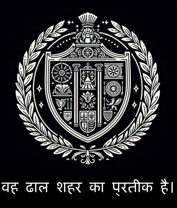 है।: वह ढाल शहर का प्रतीक है।