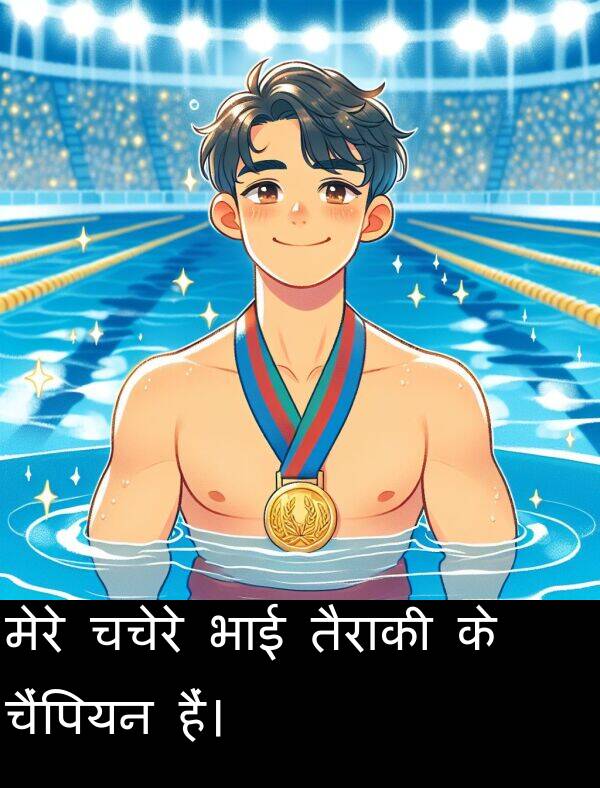 भाई: मेरे चचेरे भाई तैराकी के चैंपियन हैं।