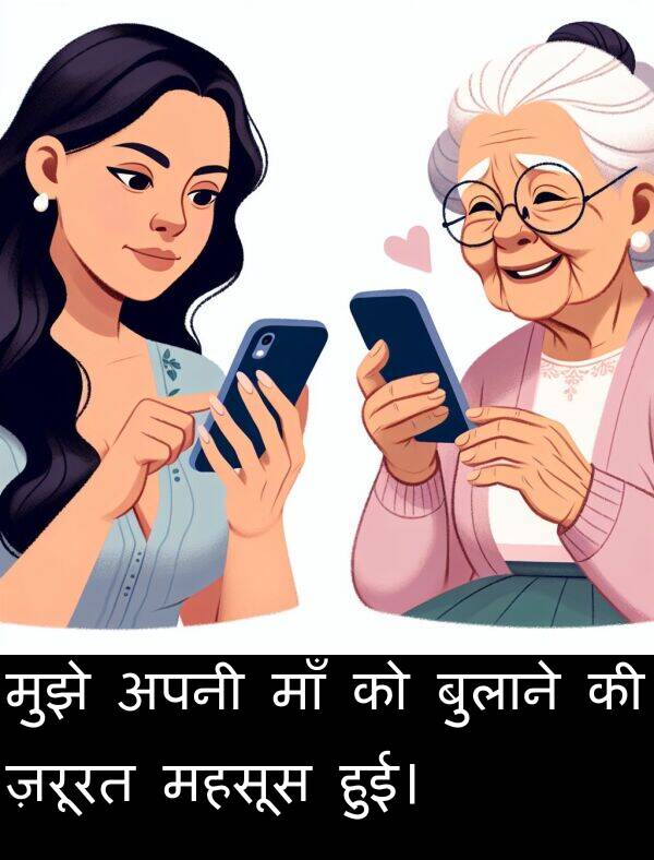 महसूस: मुझे अपनी माँ को बुलाने की ज़रूरत महसूस हुई।
