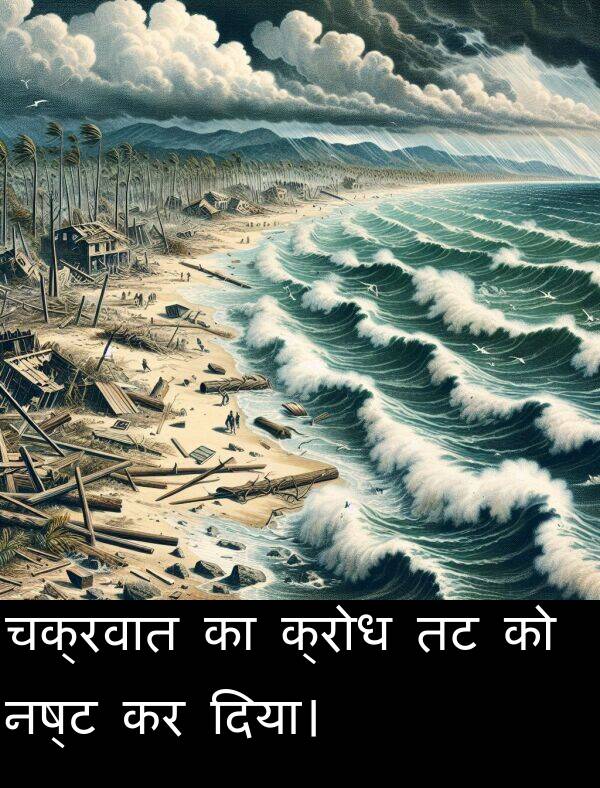 चक्रवात: चक्रवात का क्रोध तट को नष्ट कर दिया।