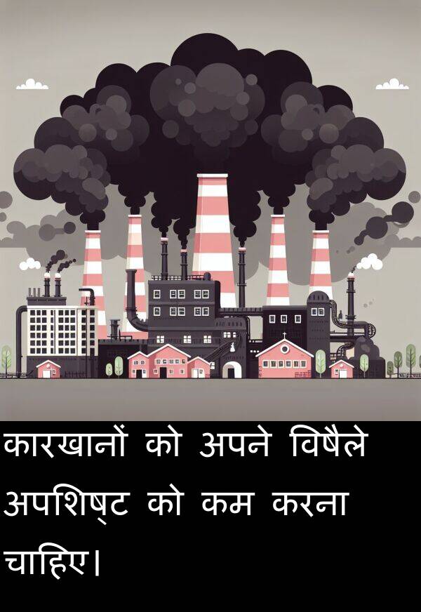 अपशिष्ट: कारखानों को अपने विषैले अपशिष्ट को कम करना चाहिए।