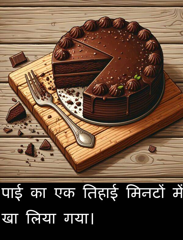 लिया: पाई का एक तिहाई मिनटों में खा लिया गया।