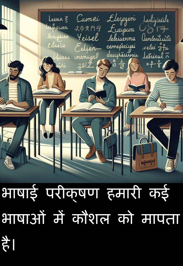 परीक्षण: भाषाई परीक्षण हमारी कई भाषाओं में कौशल को मापता है।