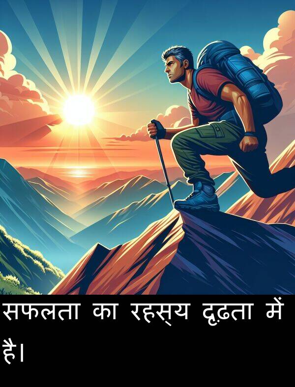 दृढ़ता: सफलता का रहस्य दृढ़ता में है।