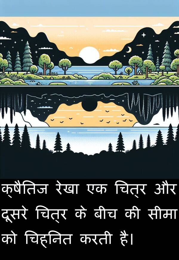चित्र: क्षैतिज रेखा एक चित्र और दूसरे चित्र के बीच की सीमा को चिह्नित करती है।