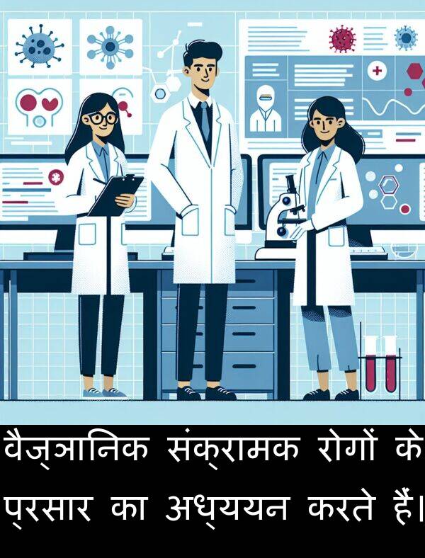 वैज्ञानिक: वैज्ञानिक संक्रामक रोगों के प्रसार का अध्ययन करते हैं।