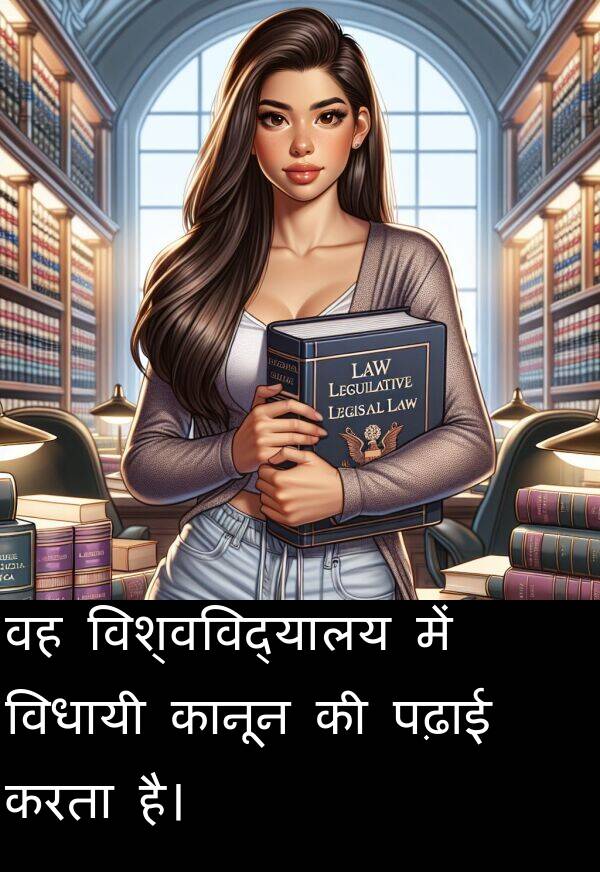 पढ़ाई: वह विश्वविद्यालय में विधायी कानून की पढ़ाई करता है।