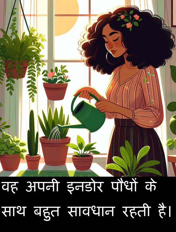 इनडोर: वह अपनी इनडोर पौधों के साथ बहुत सावधान रहती है।