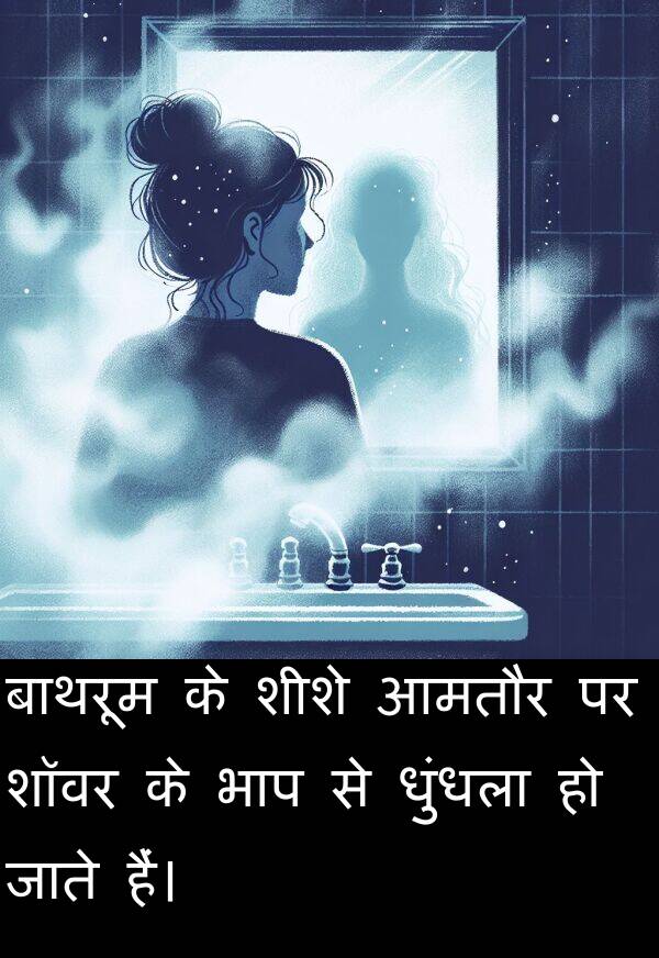 धुंधला: बाथरूम के शीशे आमतौर पर शॉवर के भाप से धुंधला हो जाते हैं।