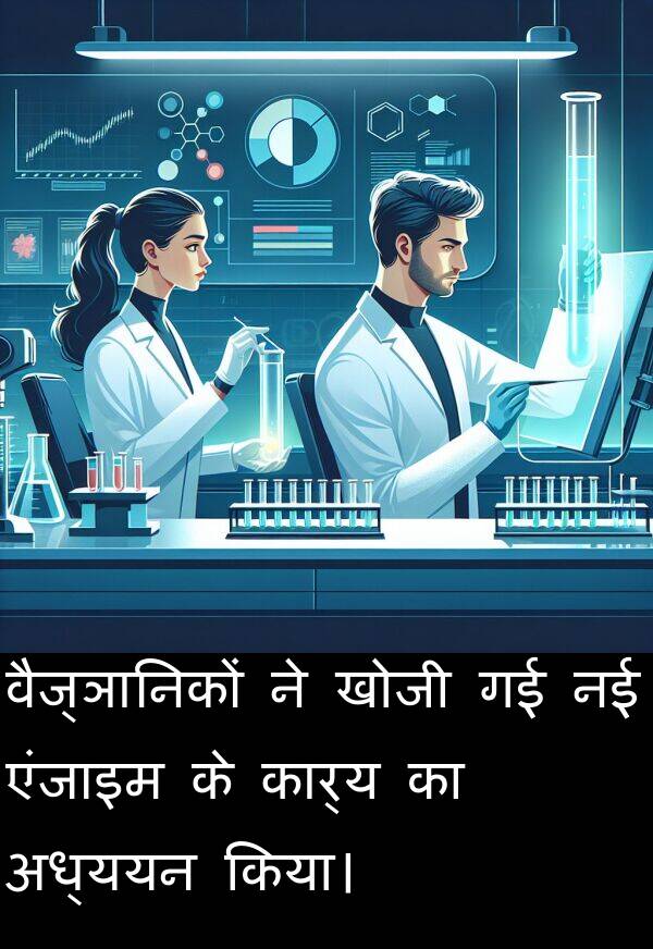 खोजी: वैज्ञानिकों ने खोजी गई नई एंजाइम के कार्य का अध्ययन किया।