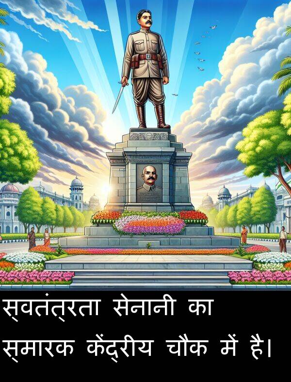 चौक: स्वतंत्रता सेनानी का स्मारक केंद्रीय चौक में है।