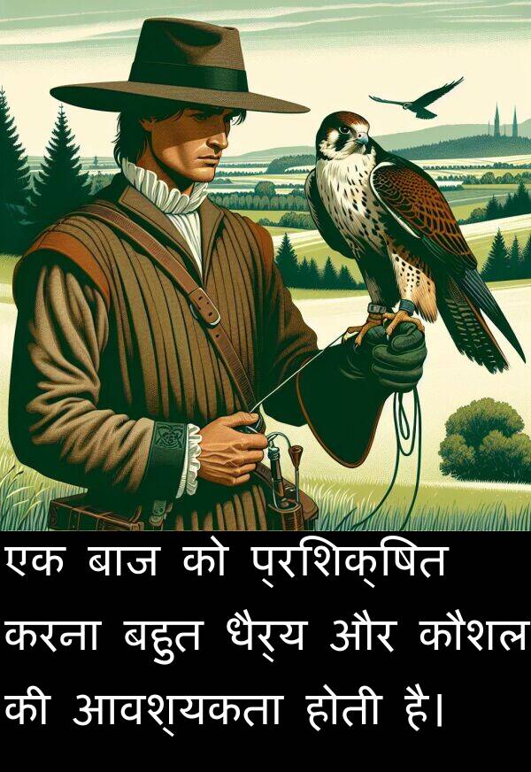 धैर्य: एक बाज को प्रशिक्षित करना बहुत धैर्य और कौशल की आवश्यकता होती है।