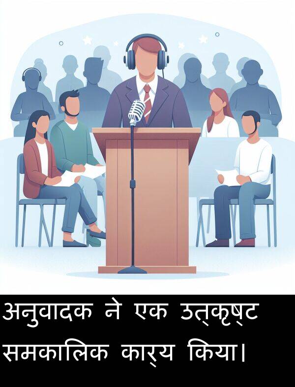 उत्कृष्ट: अनुवादक ने एक उत्कृष्ट समकालिक कार्य किया।