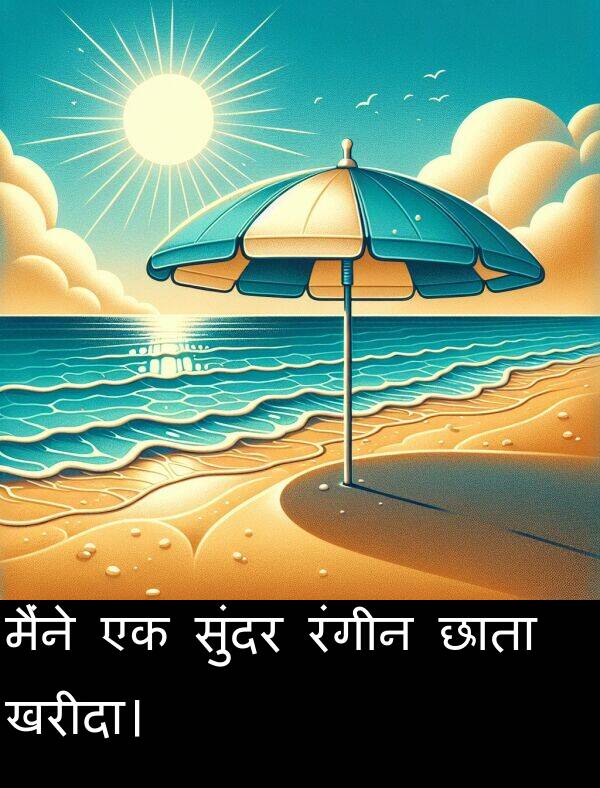 छाता: मैंने एक सुंदर रंगीन छाता खरीदा।