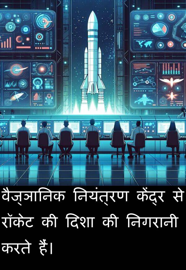 वैज्ञानिक: वैज्ञानिक नियंत्रण केंद्र से रॉकेट की दिशा की निगरानी करते हैं।