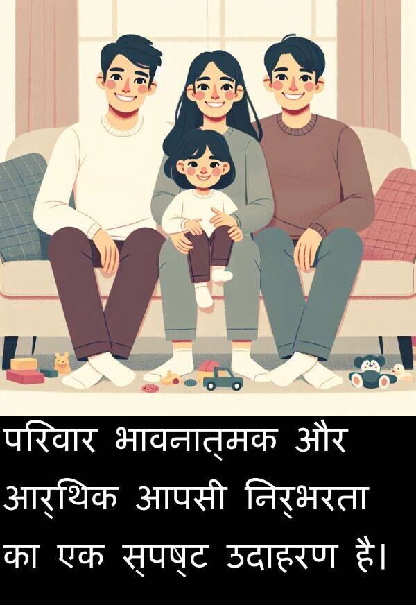 परिवार: परिवार भावनात्मक और आर्थिक आपसी निर्भरता का एक स्पष्ट उदाहरण है।