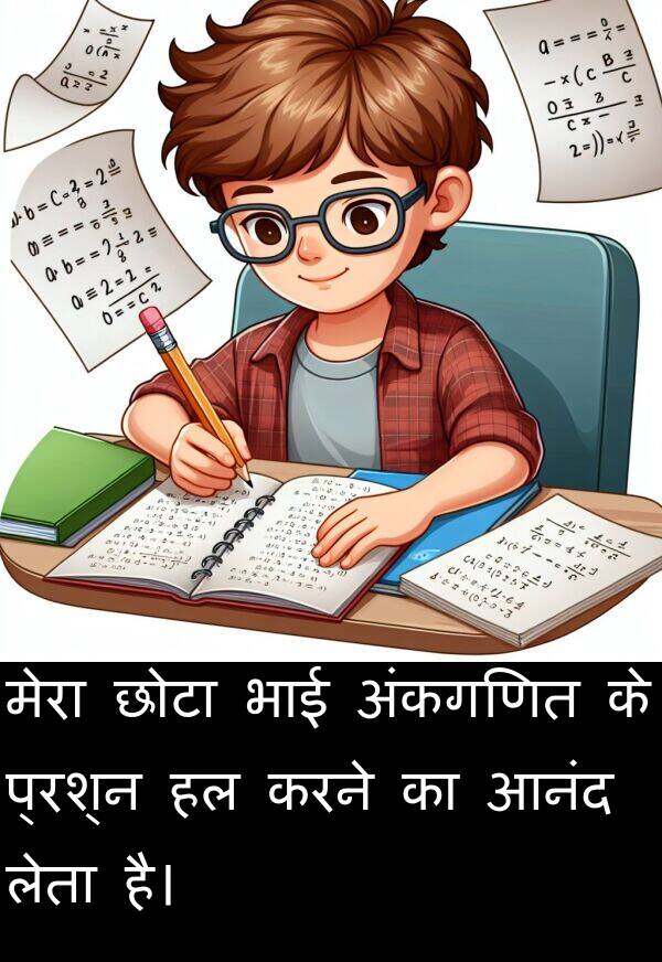 लेता: मेरा छोटा भाई अंकगणित के प्रश्न हल करने का आनंद लेता है।
