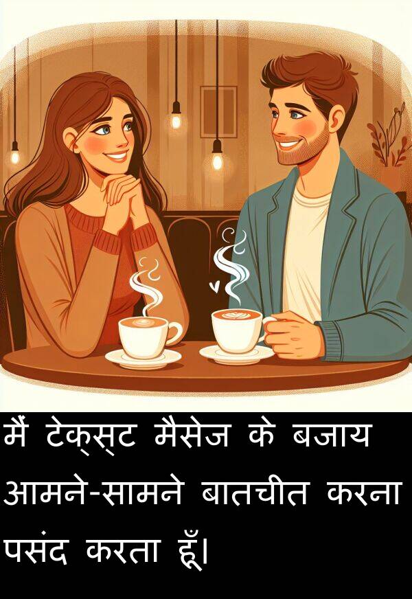 बजाय: मैं टेक्स्ट मैसेज के बजाय आमने-सामने बातचीत करना पसंद करता हूँ।