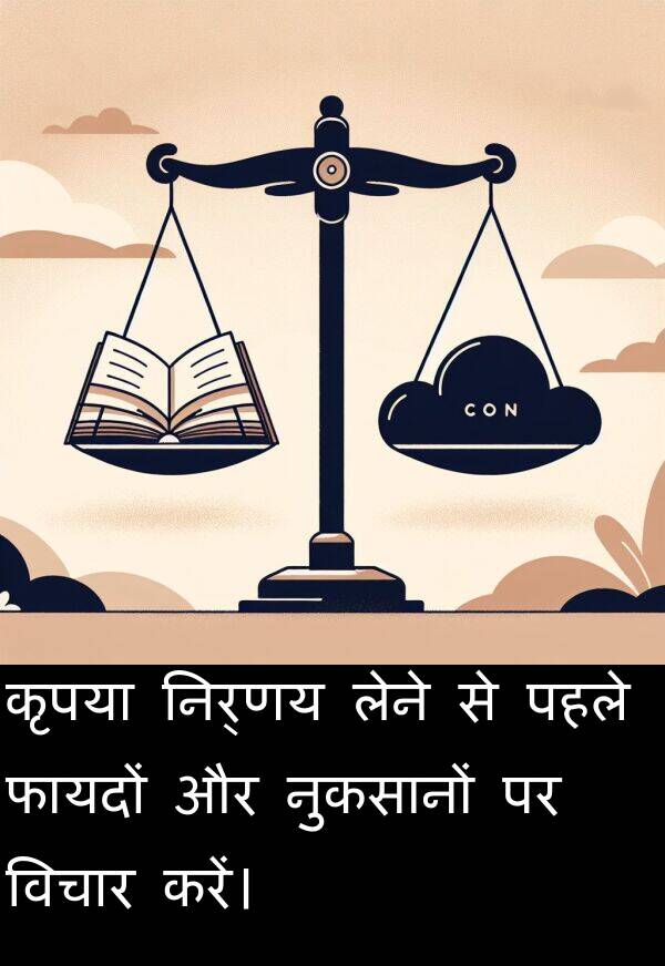 लेने: कृपया निर्णय लेने से पहले फायदों और नुकसानों पर विचार करें।