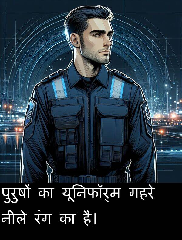 यूनिफॉर्म: पुरुषों का यूनिफॉर्म गहरे नीले रंग का है।