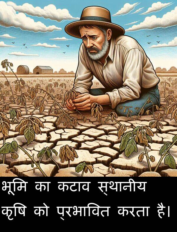 भूमि: भूमि का कटाव स्थानीय कृषि को प्रभावित करता है।