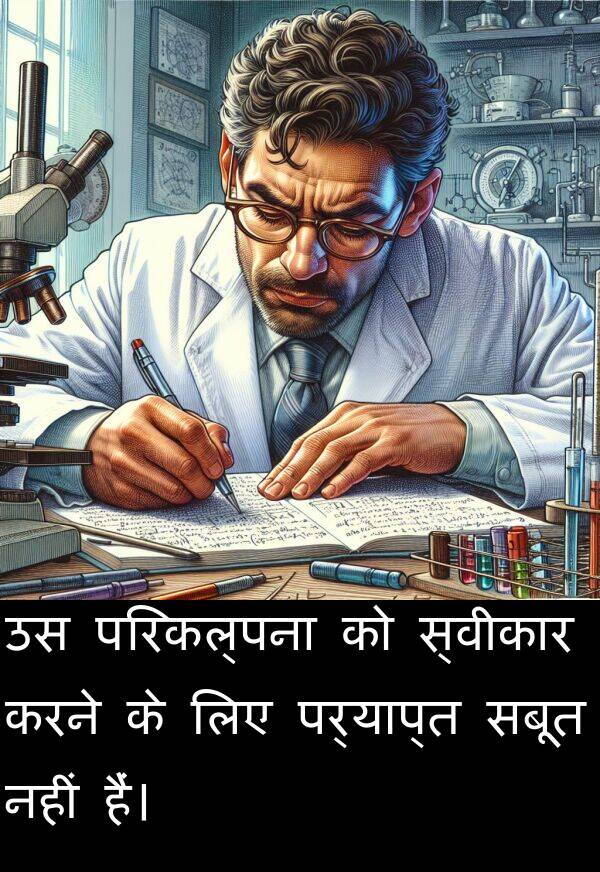 पर्याप्त: उस परिकल्पना को स्वीकार करने के लिए पर्याप्त सबूत नहीं हैं।