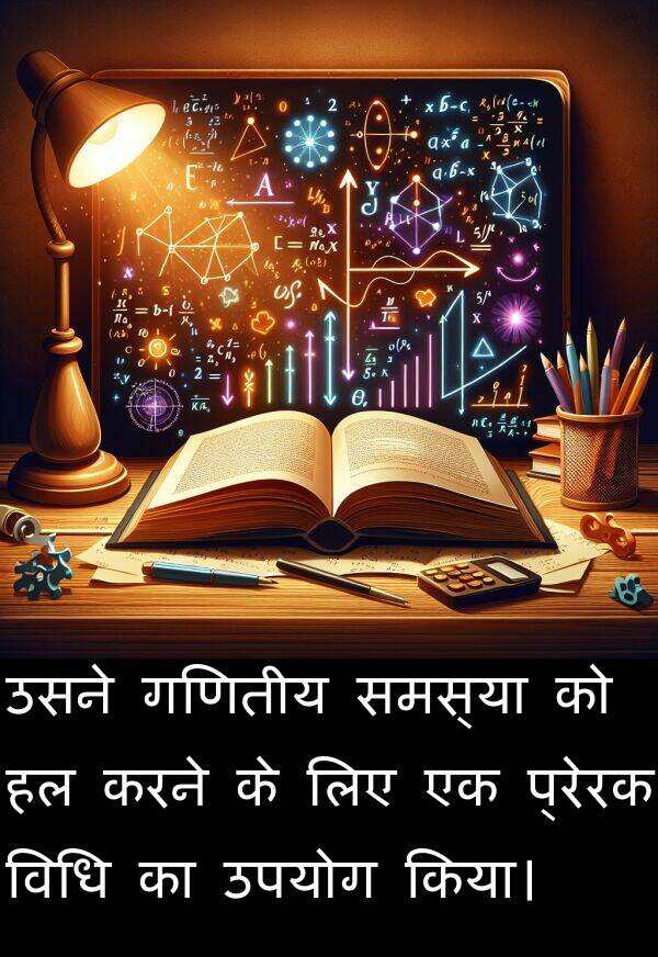 प्रेरक: उसने गणितीय समस्या को हल करने के लिए एक प्रेरक विधि का उपयोग किया।