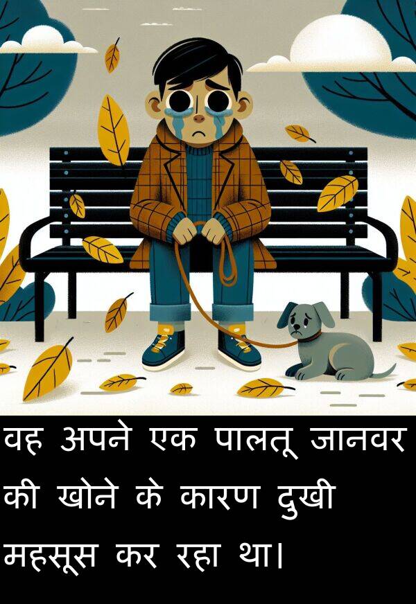खोने: वह अपने एक पालतू जानवर की खोने के कारण दुखी महसूस कर रहा था।