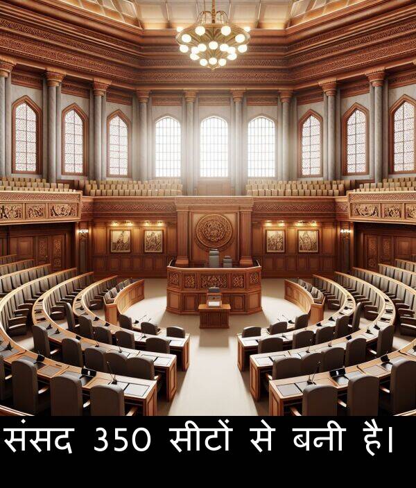 है।: संसद 350 सीटों से बनी है।
