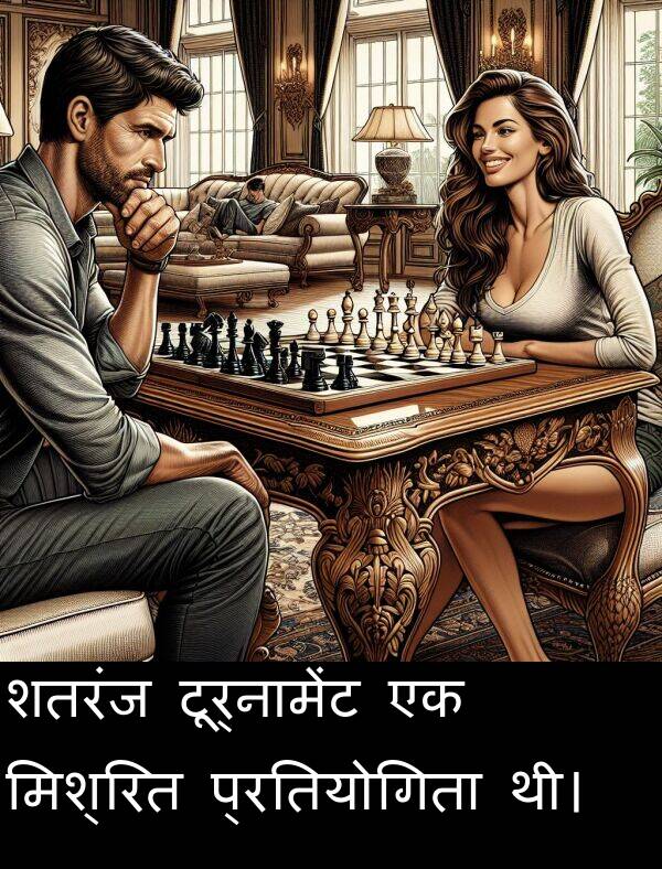 टूर्नामेंट: शतरंज टूर्नामेंट एक मिश्रित प्रतियोगिता थी।