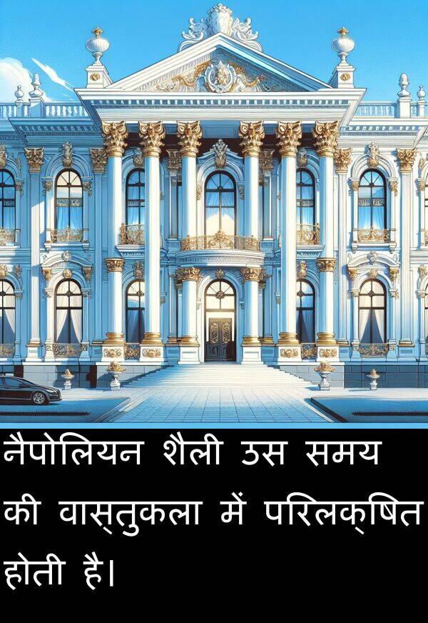 परिलक्षित: नैपोलियन शैली उस समय की वास्तुकला में परिलक्षित होती है।