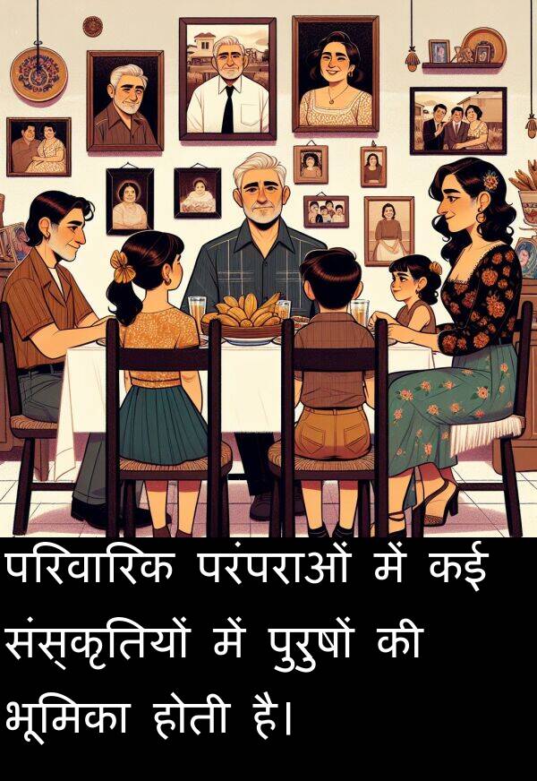 परिवारिक: परिवारिक परंपराओं में कई संस्कृतियों में पुरुषों की भूमिका होती है।